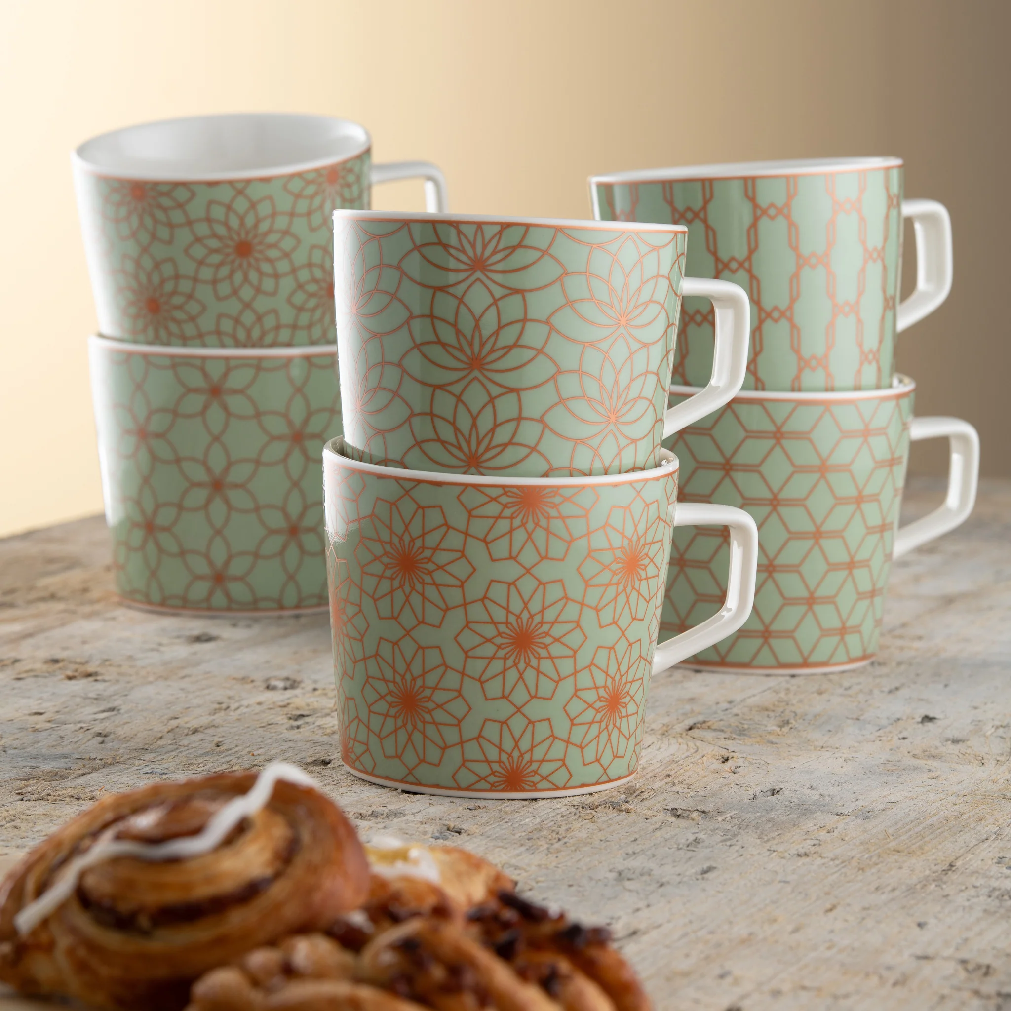 Aynsley Sage & Copper Mugs Set of 6 - Image 2