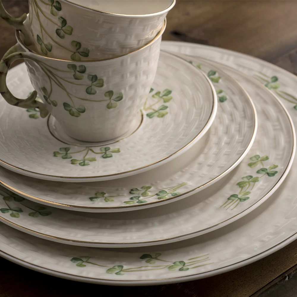 Belleek Classic 1880 - Gold Shamrock Salad Plate - Image 2
