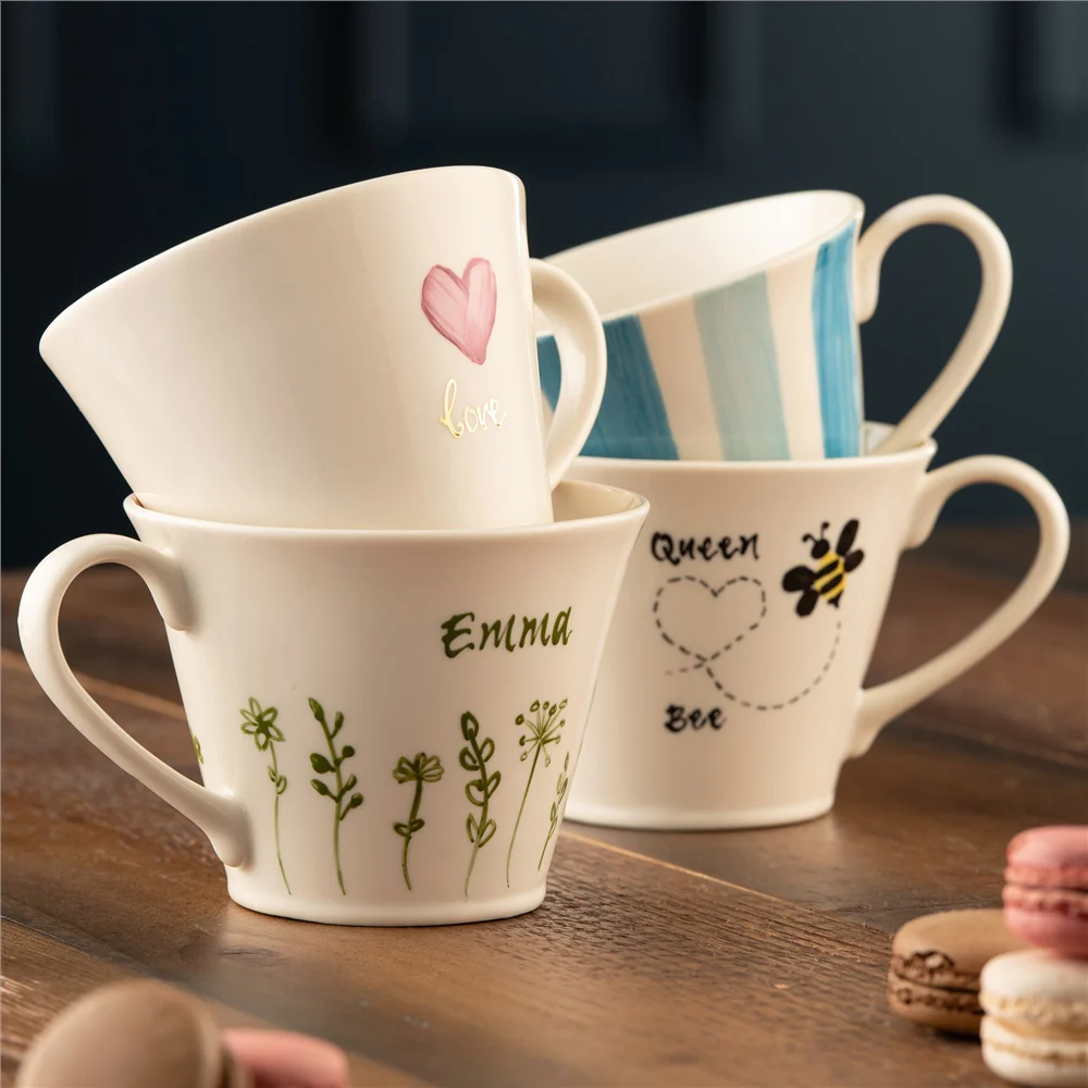 Belleek Classic Flared Mug Hand Painted - Floral - Image 2