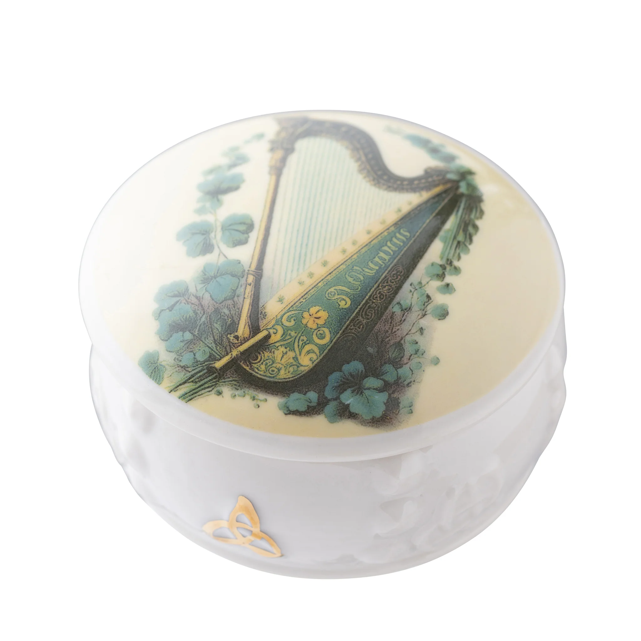 Belleek Classic Harp Trinket Box