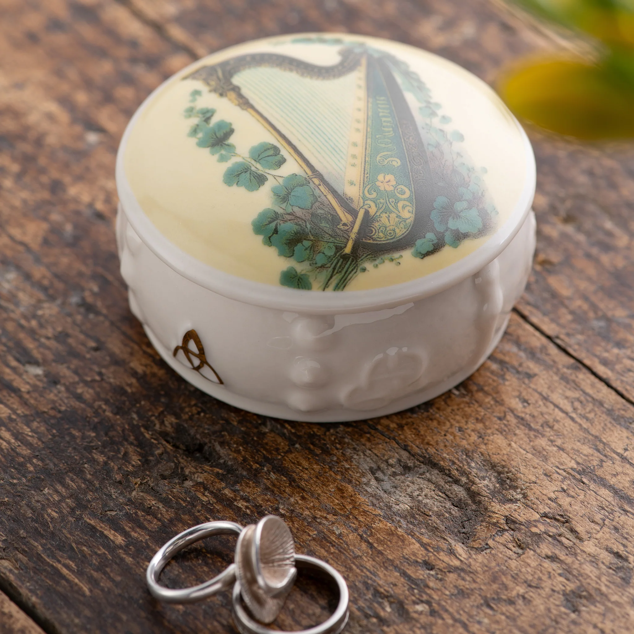 Belleek Classic Harp Trinket Box - Image 2