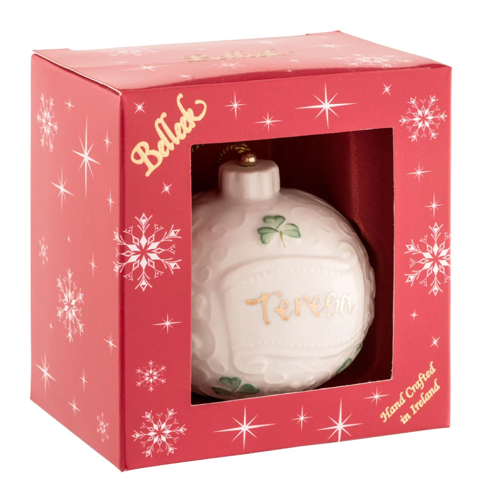 Belleek Classic Personalised Christmas Bauble - Image 3