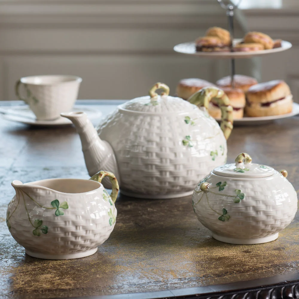 Belleek Classic Shamrock Irish Tea Set - Image 2