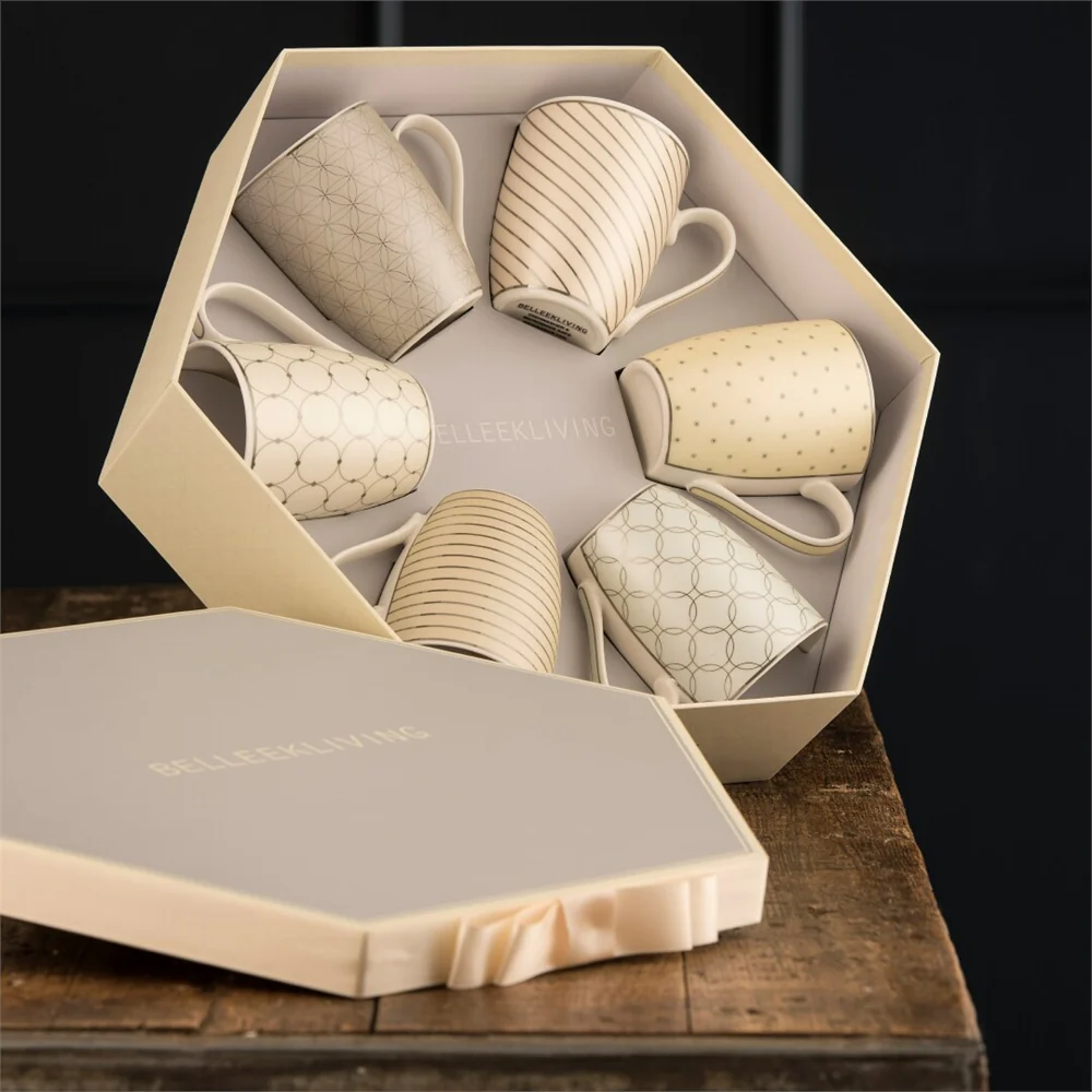 Belleek Living Geometric Pastles 6 Mugs Hexagon Box - Image 3