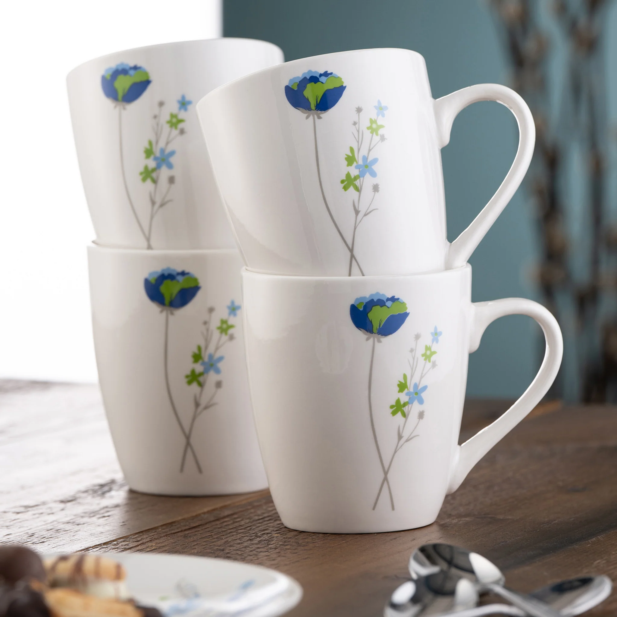 Belleek Living Indigo Bloom Mugs Set of 4 - Image 2