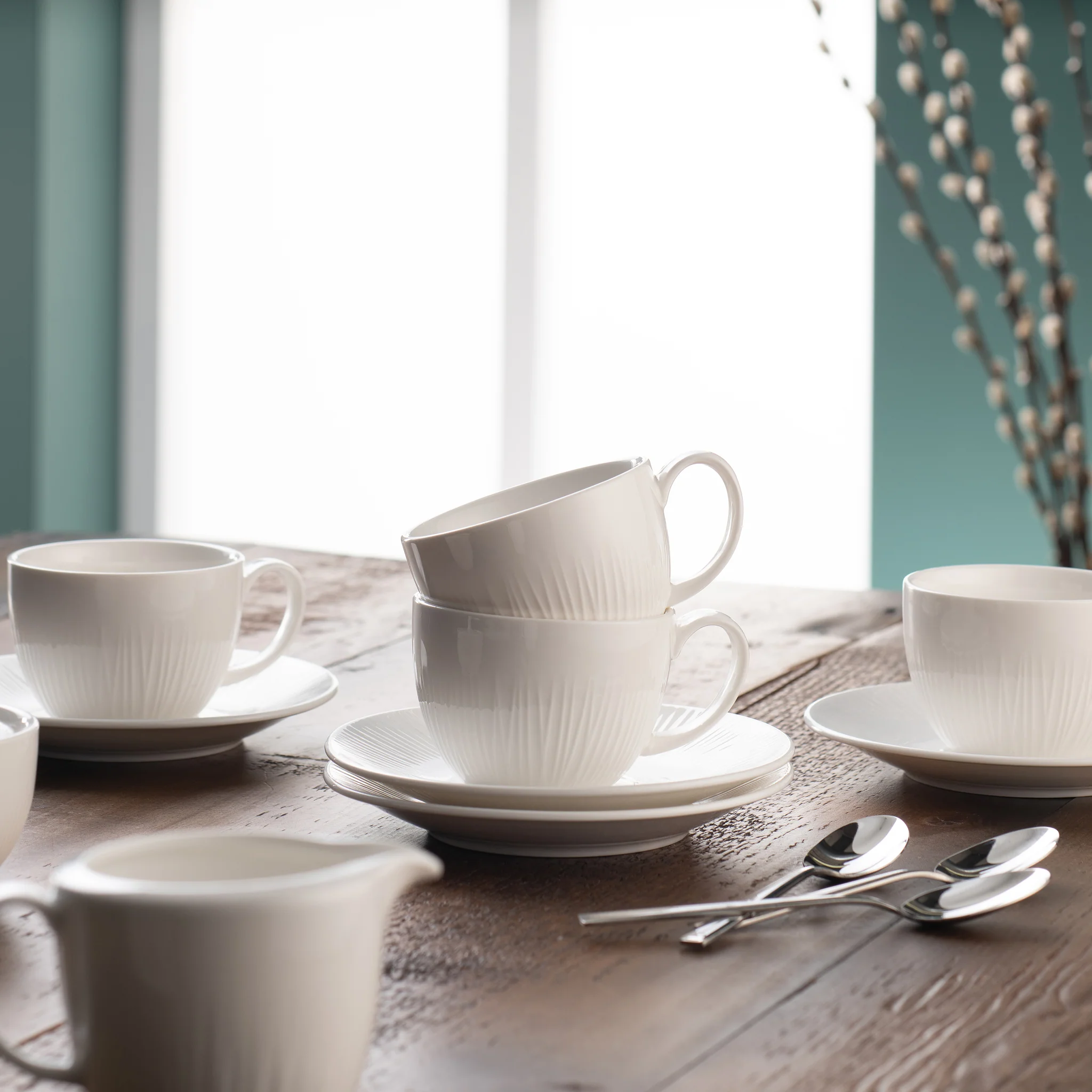 Belleek Living Erne Teacup & Saucer Set of 4 - Image 3