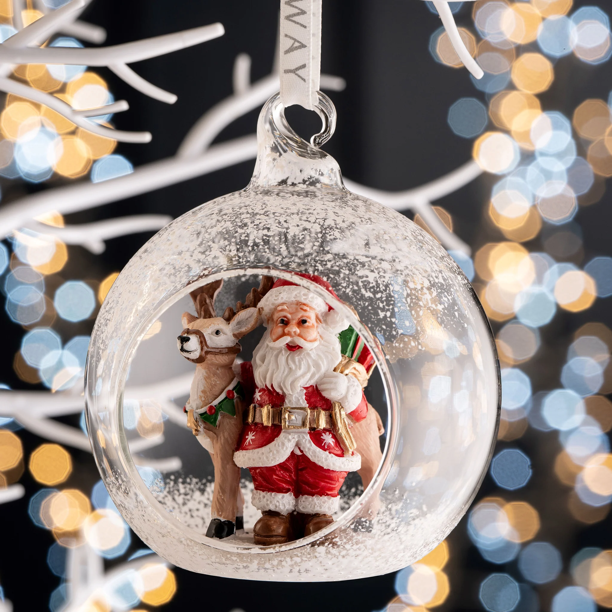 Galway Crystal Santa & Reindeer Hanging Bauble - Image 2